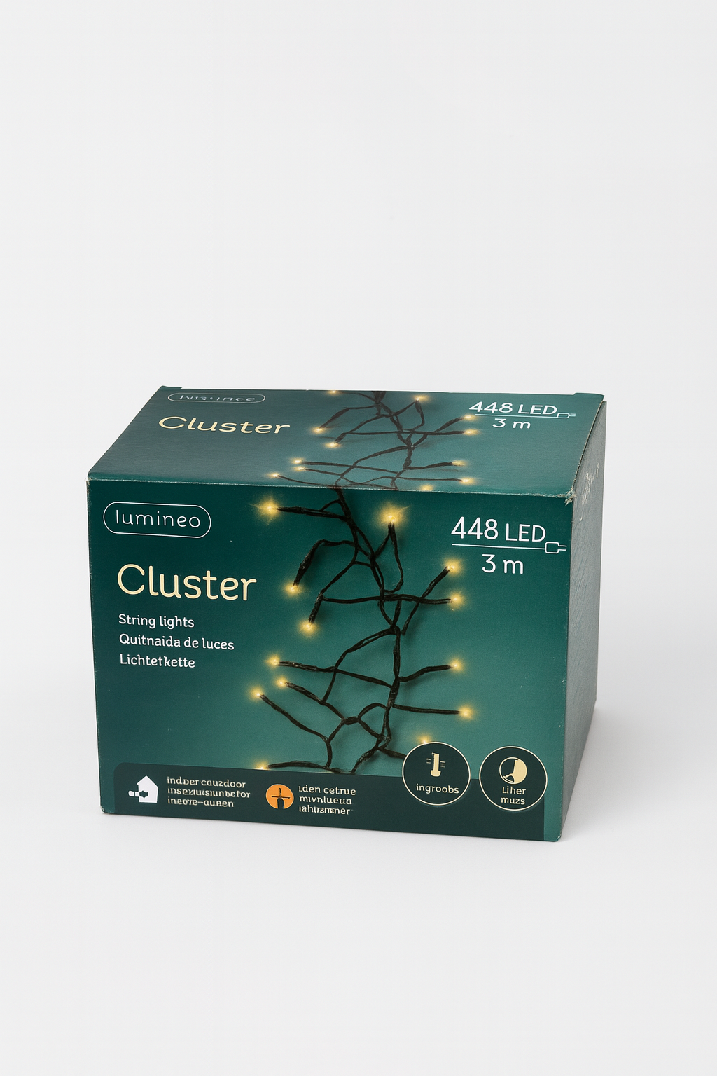 LED lyskjede, sort – varm hvit, 448 LED, 3 m (ute)